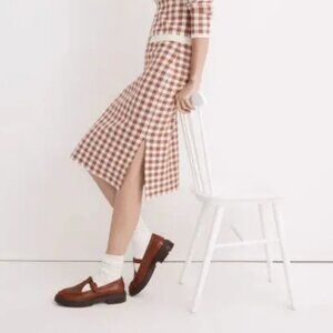NWT Madewell Gingham Midi Knitted Skirt Size XS